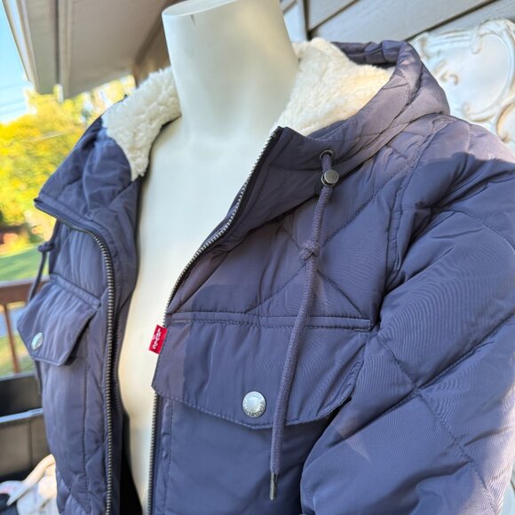 Quilted Parka with Sherpa Lined Hood - Picture 9 of 11